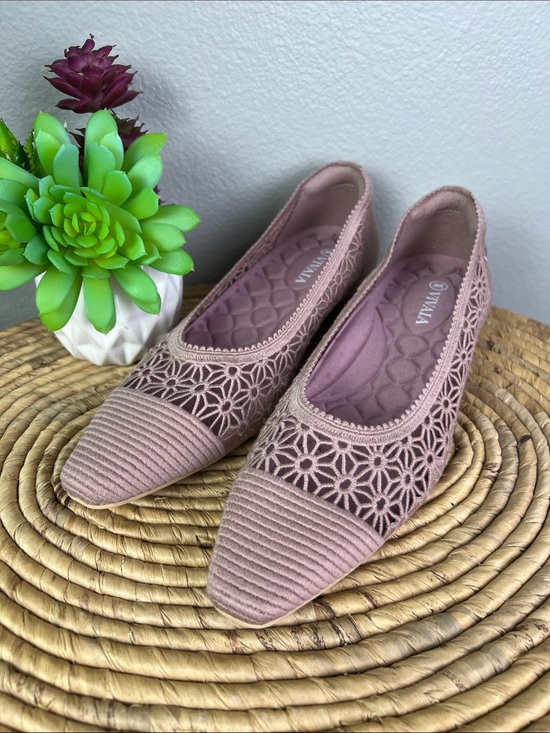 Vivaia Shoes - Vivaia Maelyn Mauve Lace Pointed Toe Flats with Cushioned Insole